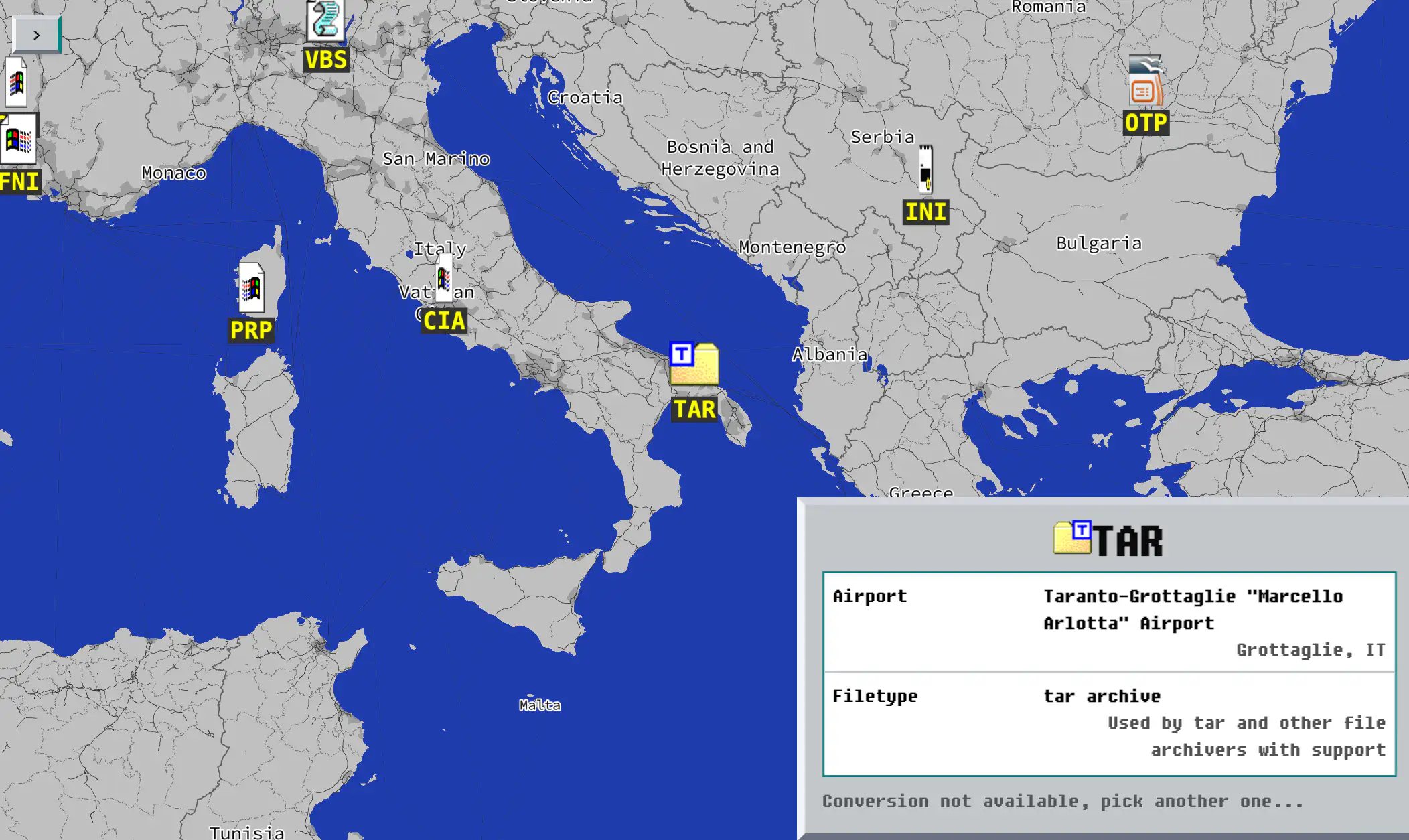 TAR → Taranto-Grottaglie Airport, Italy (Tape Archive)