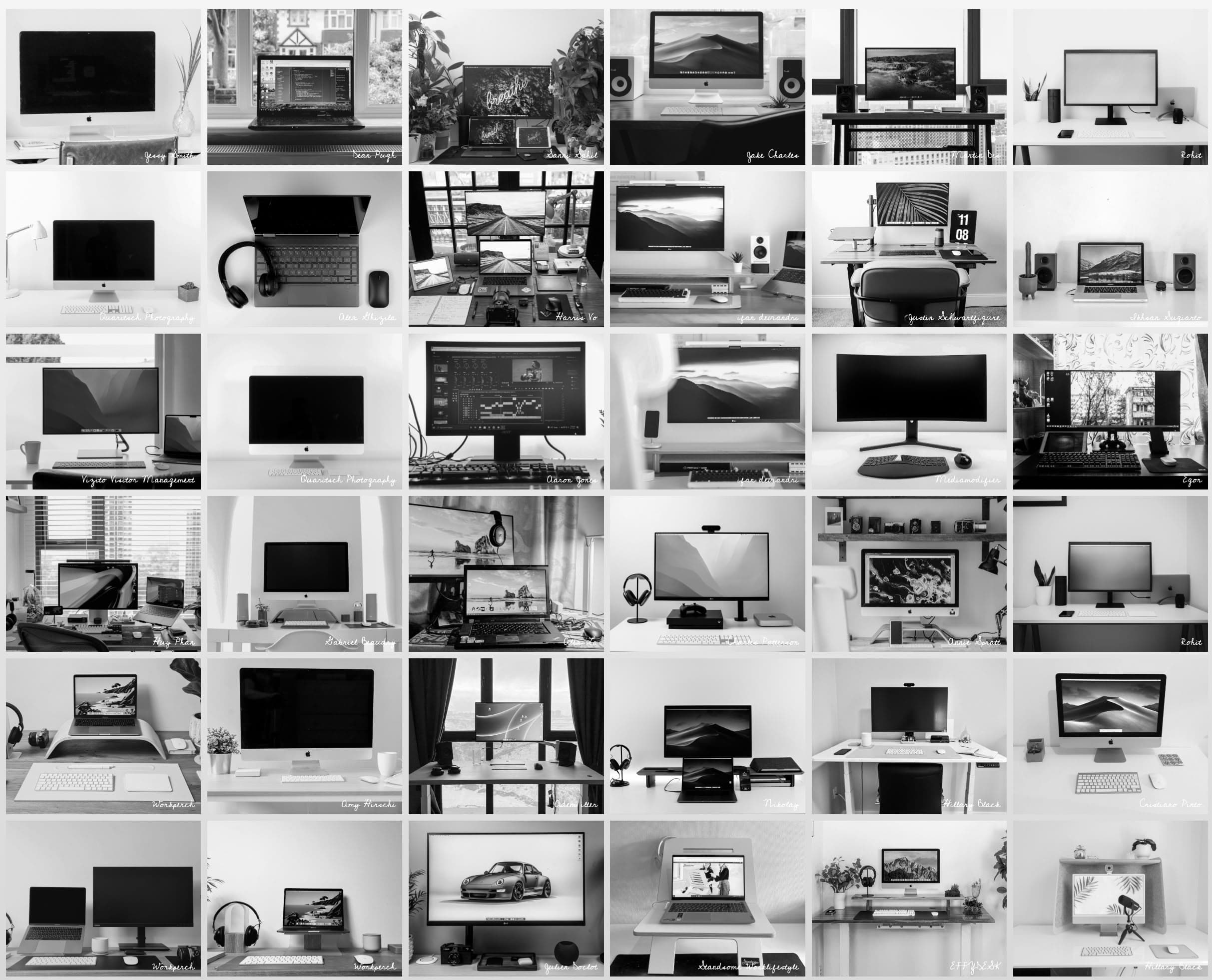 Snippets of selected 307 images of desk setup