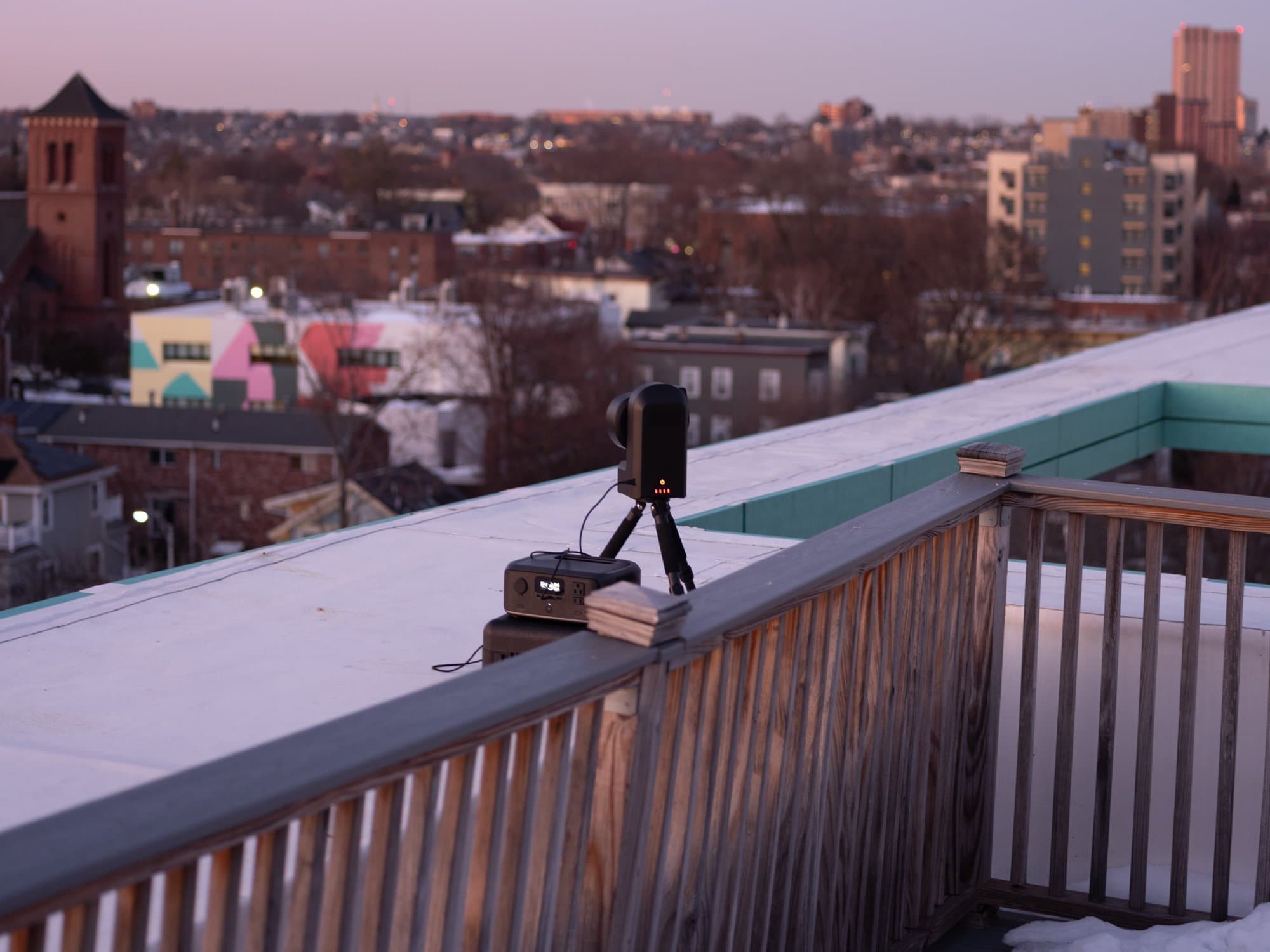 Seestar S50 on the Cambridge rooftop.